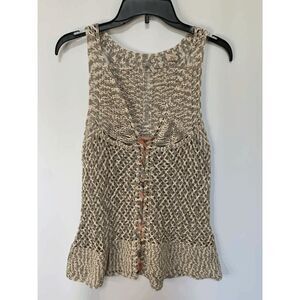 BKE Women's V-Neck Sweater in Tan and Cream